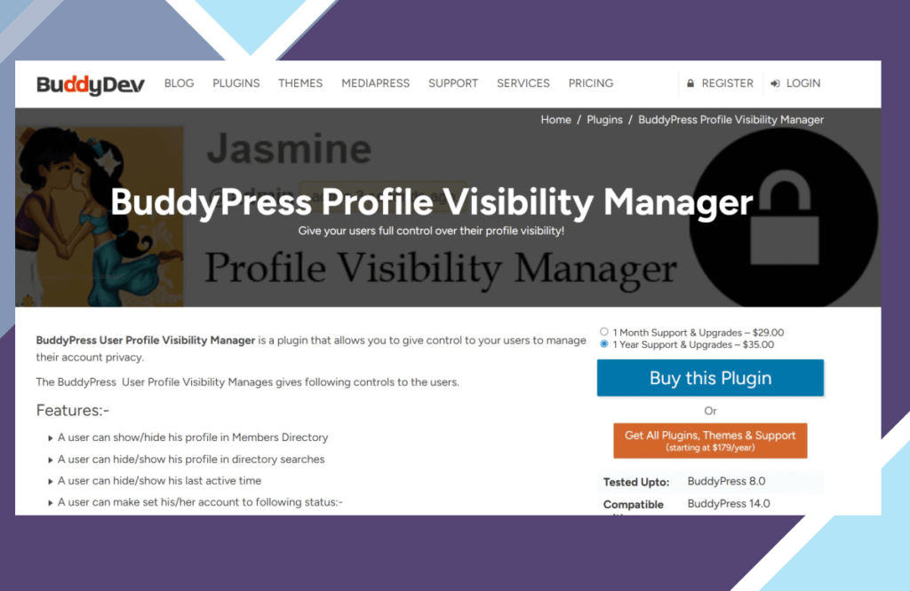 BuddyPress Profile Visibility Manager